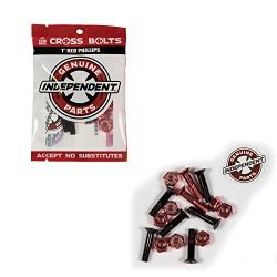 Independent Skateboard Hardware 1″ Phillips Black/Red 8 Nuts and Mounting Bolts