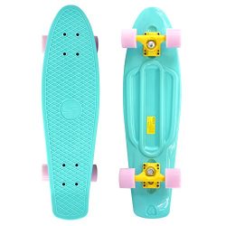 Scale Sports 27″ Skateboard Complete Street Retro Cruiser Classic Plastic Deck Pastel Blue