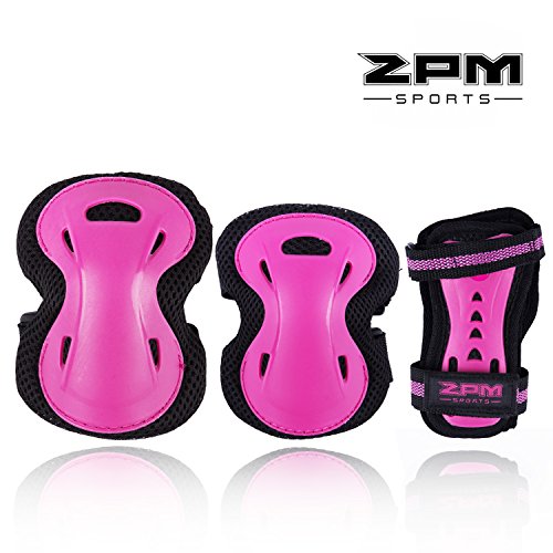 2pm Sports Girl’s Pink Protective Gear Set – Knee Pads Elbow Pads and Wrist Guards f ...