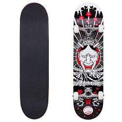 Cal 7 Complete Skateboard, Popsicle Double Kicktail Maple Deck, 31 Inches, Perfect for All Skate ...