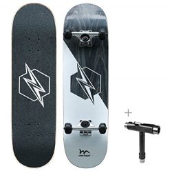 Merkapa 31″ Pro Complete Skateboard 7 Layer Canadian Maple Double Kick Deck Concave Skateb ...