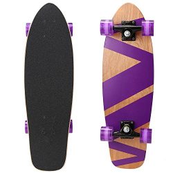 PEATAO Mini Cruiser Skateboard, 27” Beach Retro Complete Wood Longboard for Beginner Adults Teen ...