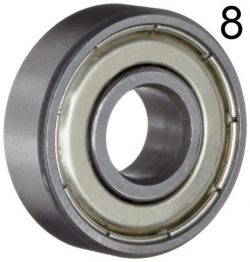 Eight (8) 608ZZ 8x22x7 Shielded Greased Miniature Ball Bearings