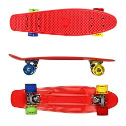 RockBirds 22 Inch Cruiser Skateboard Complete Plastic Banana Board with Bendable Deck and Smooth ...