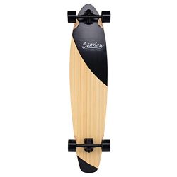 Sanview Bamboo Longboard Skateboards Cruiser (Black Fishtail)