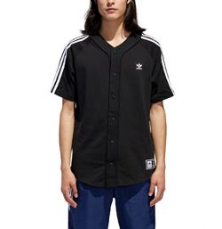 adidas Originals Men’s Skateboarding Baseball Jersey, Black/White, M