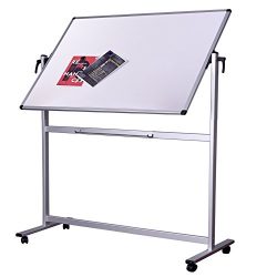 Double Sided Aluminum Magnetic Mobile Dry Erase Board 60 x 40 inch, Large Reversible Presentatio ...