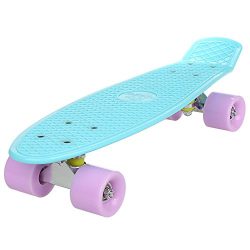 Dtemple 22″ Complete Skateboard Plastic Mini Cruiser Skateboard for Kids, Boys, Girls, You ...