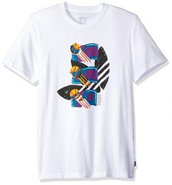 adidas Originals Men’s Skateboarding Archival Tee, White/Tribe Purple/Real Teal, M