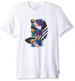 adidas Originals Men’s Skateboarding Archival Tee, White/Tribe Purple/Real Teal, XS