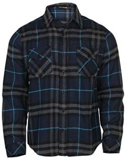 9 Crowns Men’s Lightweight Plaid Flannel Shirt-No Hood Navy-2XL