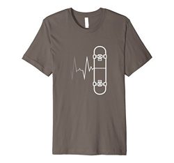 Mens Heartbeat T-shirts: Live to Skateboard T- shirt Large Asphalt