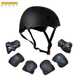 Kids Multi-Sport Helmet With Knee&Elbow Pads and Wrists 7 Pieces Kids Boys and Girls Outdoor ...