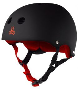 Triple Eight Helmet with Sweatsaver Liner, Black Rubber/Red, X-Large