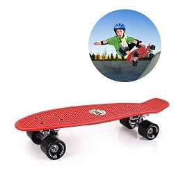 GASACIODS 22 Inch Mini Cruiser Penny Skateboard Complete Plastic Retro Board with Bendable Deck  ...