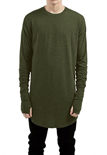 mens thumb hole cuffs long sleeve t shirt basic tee