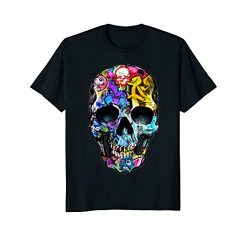 Mens HUMAN GRAFFITI ART SKULL – retro vintage skater T-shirt 2XL Black