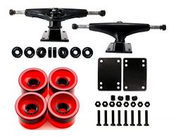 Skateboard Truck and Wheel, 5.0 Skateboard Trucks (Black) w/Skateboard Crusier Wheel 60mm, Skate ...