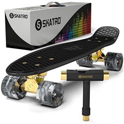 Skatro Mini Cruiser Skateboard. 22x6inch Retro Style Plastic Board Comes Complete