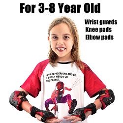 Kids Adjustable Comfortable Knee Pads and Elbow Pads with Wrist Guards Youth Protective Gear Set ...