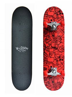 WiiSHAM Skateboards Pro 31 inches Complete Skateboards for Teens, Beginners, Girls,Boys,Kids,Adults