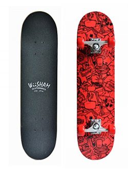 WiiSHAM Skateboards Pro 31 inches Complete Skateboards for Teens, Beginners, Girls,Boys,Kids,Adults