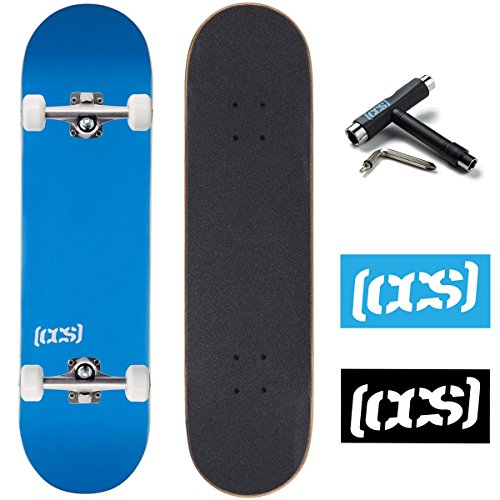 CCS Logo and Natural Wood Skateboard Completes – Fully Assembled (Blue, 8.5″)