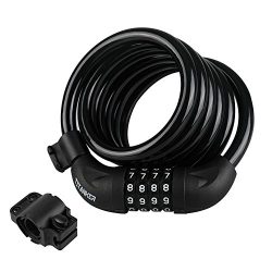 Titanker Bike Lock, Bike Locks Cable 4 feet or 6 feet Coiled Secure Resettable Combination or Ke ...