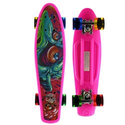 Merkapa Complete 22 inch Skull Style Skateboard for Kids, Beginners (Graffiti Pink)