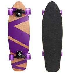 ANCHEER 27″ Skateboard Cruiser Complete Canadian Maple Wood Skate Board for Adult & Ki ...