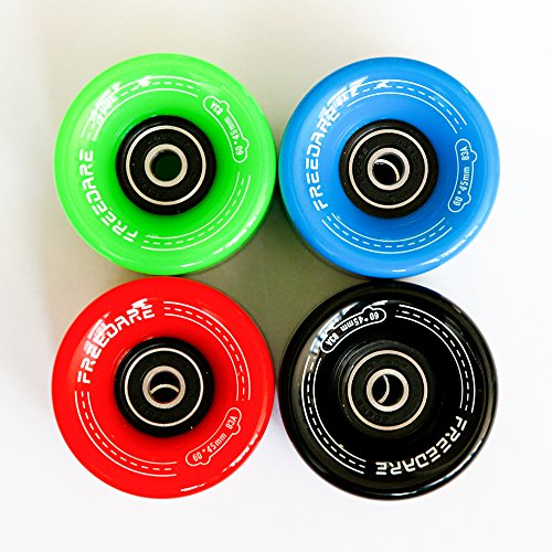 Freedare Skateboard Wheels 60mm 83a with Bearings and Spacers Cruiser Wheels (Colours,Pack of 4)