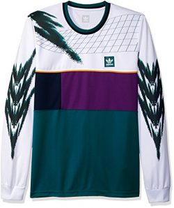 adidas Originals Men’s Skateboarding Tennis Jersey, White/Tribe Purple/Real Teal, L