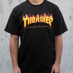 Thrasher Magazine Flame Logo T-Shirt – Large- Black