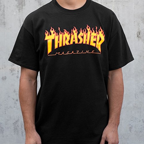 Thrasher Magazine Flame Logo T-Shirt - Large- Black - SkateboardMe ...