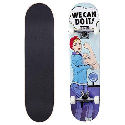 Cal 7 Complete Skateboard, 7.75 Deck with 5 Inch Trucks, Full Size Pro Popsicle Board for Kids & ...