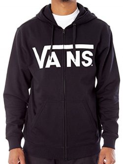 Vans Men’s Classic Logo Full Zip Skateboarding Hoodie (Medium, Black White)