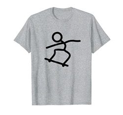 Mens Skateboard Skateboarding Stick Figure T-Shirt Large Heather Grey