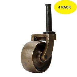 Set of 4 Solid Brass Swivel Wheel Caster Heavy Duty & Safe for All Floors Perfect Replacemen ...