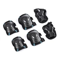 Overmont Skateboard Roller Blading Elbow Knee Wrist Protective Safety Gear Pad Guard 6pcs Set Si ...