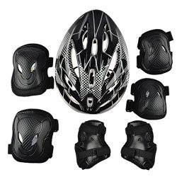 FenglinTech Protective Gear, 7Pcs Elbow Wrist Knee Pads and Helmet Sport Safety Protective Gear  ...