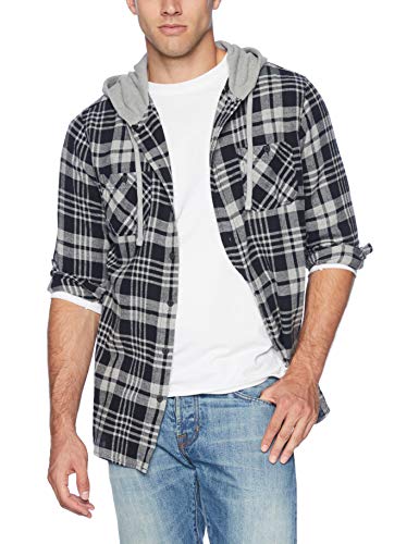 grey hoodie under flannel