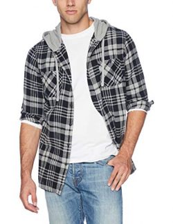 UNIONBAY Men’s Classic Flannel Hoodie, New Dark Medium Grey Heather, Large