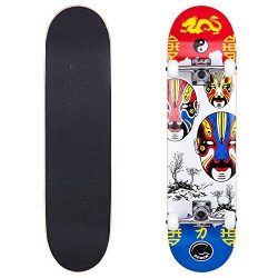 Cal 7 Complete Skateboard, Popsicle Double Kicktail Maple Deck, 31 Inches, Perfect for All Skate ...